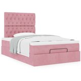 vidaXL Otomanski posteljni okvir z vzmetnicami roza 120x190cm žamet | Shoptok.si