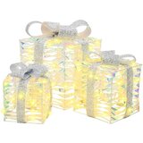 vidaXL Darilna škatla med 60 LED 3 pcs Toplo bela 20 x 20 x 20 cm PET | Shoptok.si