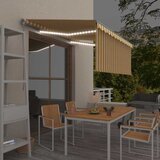 vidaXL ročno zložljiva tenda s senčilom led 3,5x2,5 m rumena in bela | Shoptok.si