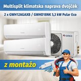 Gree Multisplit klimatska naprava dvojček 2 x GWH12AGAXB / GWHD18NK 5,3kW Pular Eco z montažo - | Shoptok.si