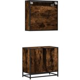 2-dijelni set kupaonskog namještaja dimljena boja hrasta drveni | shoptok.hr