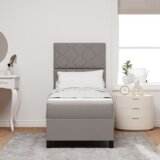  posteljna vzmetnica s posteljno okvirjem in LED lučko taupe 80x200 cm tkanina, (22082557) | Shoptok.si
