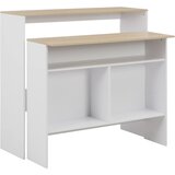 vidaXL Barska miza z 2 površinama bela in barva hrasta 130x40x120 cm | Shoptok.si