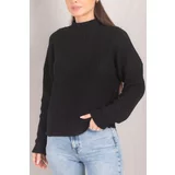 armonika Women's Black High Collar Knitted Sweater
