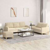  3-dijelni set sofa s jastucima krem od tkanine Cijene