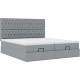 vidaXL Otomanski posteljni okvir z vzmetnicami siv 160x200 cm blago | Shoptok.si