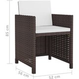  9-dijelni vrtni blagovaonski set od poliratana s jastucima smeđi | shoptok.hr