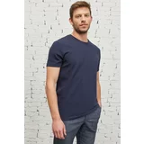 ALTINYILDIZ CLASSICS Men's Navy Blue Slim Fit Slim Fit Crew Neck Short Sleeved Basic T-Shirt with Soft Touch.