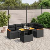 Maison Chic Seti vrtnega pohištva - Vrtna garnitura - Vrtni pohištvo set 6-delna z blazinami črna poli ratan, (21804042) | Shoptok.si