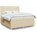  Krevet s oprugama i madracem krem 200 x 200 cm od tkanine | shoptok.hr