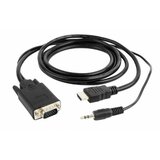 Gembird A-HDMI-VGA-03-10 HDMI to VGA and audio adapter cable, single port, 3m, black adapter Cene