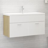 vidaXL Omarica za umivalnik bela in sonoma hrast 90x38,5x46 cm, (20678184) Cene