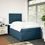vidaXL Box spring postelja z vzmetnico modra 120x190 cm žamet | Shoptok.si