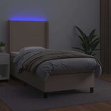  Krevet box spring i madrac LED cappuccino 80x200cm umjetna koža | shoptok.hr