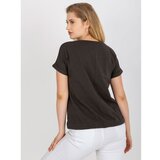 Fashion Hunters Khaki cotton plus size t-shirt with a print Cene