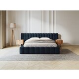 Micadoni Home Tamno plavi tapecirani bračni krevet s prostorom za odlaganje s podnicom 200x200 cm Mamaia – | shoptok.hr