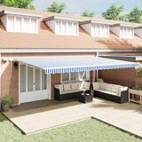  Skrovita tenda Plava i bijela 600 × 300 cm Poliester i aluminij | shoptok.hr