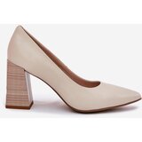 EVENTO Leather pumps on a heel beige Gregosa | Shoptok.si