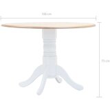 vidaXL blagovaonski stol bijelo-smeđi 106 cm masivno drvo kaučukovca | shoptok.hr