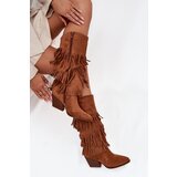 Boto Insulated Cowboy Boots Women's With Fringes Camel Brivina | Shoptok.si