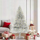 vidaXL Umjetna preddekorirana božićna jelka srebrna 180 cm PET | Shoptok.si