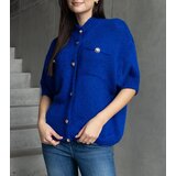 Gemre Women's blue short-sleeve sweater with decorative buttons Shela | Shoptok.si