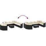  10-dijelni set vrtnih sofa s jastucima crni od poliratana Slike