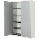 mauser Omara s krilnimi vrati, akustični učinek, VxŠxG 1956 x 1200 x 432 mm, 4 police, čista bela / aluminijasto siva | Shoptok.si