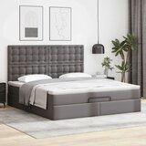 vidaXL Otomanski posteljni okvir z vzmetnico siv 180x200 cm um. usnje | Shoptok.si