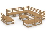  The Living Store Vrtna sedežna garnitura 12-delna medeno rjava trdna borovina - Vrtna Sedežna Garnitura, (21461565) | Shoptok.si