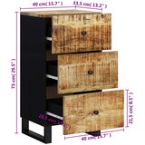  Komoda s 3 ladice 40 x 33,5 x 75 cm od masivnog drva manga | shoptok.hr