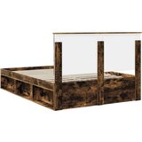  Okvir za krevet s uzglavljem Dimljeni hrast 140 x 190 cm | shoptok.hr