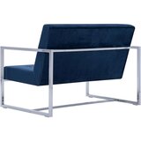 In Kavč dvosed z naslonjali za roke moder krom in žamet | Shoptok.si
