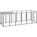vidaXL Pesji boks črn 330x110x110 cm jeklo | Shoptok.si