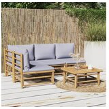  5-dijelna vrtna garnitura od bambusa sa svjetlosivim jastucima | shoptok.hr