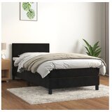  Box spring postelja z vzmetnico črna 90x200 cm žamet | Shoptok.si