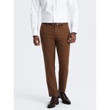 Ombre Men's classic cut chino pants with soft texture - caramel | Shoptok.si
