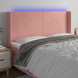 The Living Store LED posteljno vzglavje roza 183x16x118/128 cm žamet - LED Vzglavje, (21659589) Cene