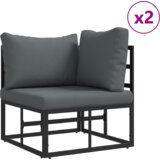 vidaXL Vrtna sedežna garnitura 4 pcs Črna 283 x 71.5 x 71 cm Aluminij | Shoptok.si