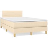  Box spring postelja z vzmetnico krem 120x200 cm blago, (20791916) | Shoptok.si