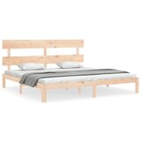 The Living Store Posteljni okvir z vzglavjem 200x200 cm trden les - Posteljni Okvir, (21524537) | Shoptok.si