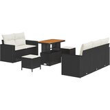 vidaXL Vrtna sedežna garnitura z blazino 8 pcs Črna in krem poli ratan, (5000134835) | Shoptok.si