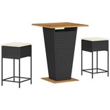 3-dijelni vrtni barski set od poliratana s jastucima crni Crna 80 x 80 x 110 cm | shoptok.hr