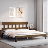  Okvir kreveta s uzglavljem boja meda 200x200cm od masivnog drva | Shoptok.si