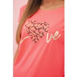 Kesi Women's cotton short-sleeve blouse with "Stay Wild" print neon orange | shoptok.hr