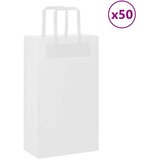 vidaXL Papirnate vrečke 50 kosov z ročaji bela 21x11x36 cm | Shoptok.si