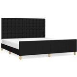 The Living Store Posteljni okvir z vzglavjem črn 180x200 cm blago - Posteljni Okvir Z Vzglavjem, (21526287) | Shoptok.si