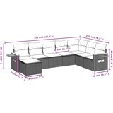  Vrtna garnitura - 8-dijelni set vrtnih sofa od poliratana s jastucima sivi - Siva Bez stola 1 | shoptok.hr