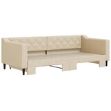  Dnevni krevet na razvlačenje krem 90 x 200 cm od tkanine | shoptok.hr