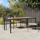 vidaXL vrtna miza 190x90x75 cm poli ratan in akacijev les črna | Shoptok.si